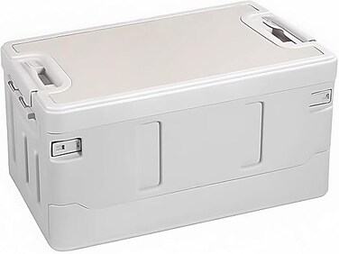 AUTO FAMILY Outdoor Camping Storage Box, Collapsible Foldable Plastic Storage Box with Lids, Storage Containers Stackable Plastic Bins For Home (35L)