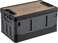 AUTO FAMILY Premium Camping Plastic Storage Box with Wooden Lids 35L, Storage Containers Stackable Plastic Bins For Home &amp; Office Organization, Folding Plastic Box with Lid (Grey - 35L)