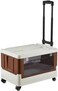 AUTO FAMILY Camping Trolley Plastic Storage Box with Lids 50L, Storage Containers Plastic Bins For Home &amp; Office Organization, Folding Plastic Box with Lid, Outdoor Storage Bin (Brown)