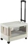 AUTO FAMILY Camping Trolley Plastic Storage Box with Lids 50L, Storage Containers Plastic Bins For Home &amp; Office Organization, Folding Plastic Box with Lid, Outdoor Storage Bin (Beige)