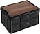 AUTO FAMILY Foldable Plastic Storage Box, Wooden Cover 55L, Thickened Outdoor Foldable Storage Box (Black - 55L)