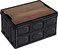 AUTO FAMILY Foldable Plastic Storage Box 30L, Wooden Cover, Thickened Outdoor Foldable Storage Box (Black -30L)