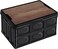 AUTO FAMILY Foldable Plastic Storage Box 20L, Wooden Cover, Thickened Outdoor Foldable Storage Box (Black - 20L)