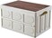 AUTO FAMILY Foldable Plastic Storage Box, Wooden Cover 55L, Thickened Outdoor Foldable Storage Box (White - 55L)