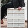 AUTO FAMILY Foldable Plastic Storage Box, Wooden Cover 55L, Thickened Outdoor Foldable Storage Box (White - 55L)