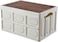 AUTO FAMILY Foldable Plastic Storage Box 30L, Wooden Cover, Thickened Outdoor Foldable Storage Box (White - 30L)