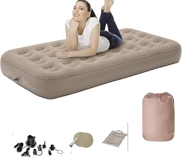 AUTO FAMILY Air Mattress with Pump   Fast Inflatable Bed for Home, Camping &amp; Travel   Durable Leak-Proof Design and Carry Bag (180CM X 73CM)