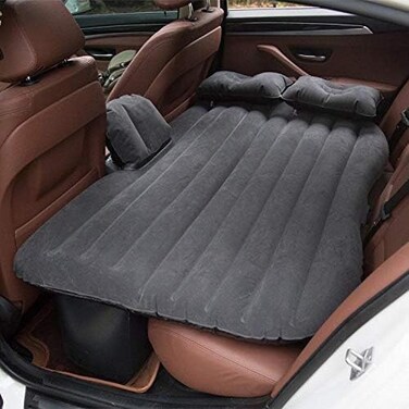 AUTO FAMILY Premium Inflatable Car Air Mattress with Back Seat Support &amp; Pump Black &ndash; Ideal for Road Trips, Camping, and Travel Comfort (Grey)