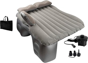 AUTO FAMILY Luxury Inflatable Car Air Mattress with Back Seat Support &amp; Pump Black &ndash; Ideal for Road Trips, Camping, and Travel Comfort, Air Matresses (Grey)