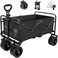 AUTO FAMILY Collapsible Folding Camping Wagon, Portable Large Trolley cart, Bearing Heavy Capacity Beach Garden Shopping Carts &amp; Stroller Wagon (AF - Pink)