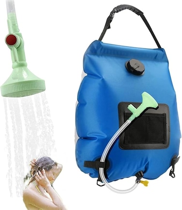 AUTO FAMILY Portable Solar Camp Shower Bag Blue&ndash; 5 Gallons/20 Litres   Outdoor Camping Shower for Hiking
