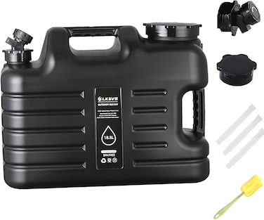 AUTO FAMILY Portable Outdoor Water Storage Container 18.5L &ndash; BPA-Free, Durable Camping Water Jug with Spout &amp; Accessories (18.5L - Black)