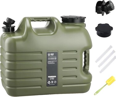 AUTO FAMILY Portable Outdoor Water Storage Container 18.5L &ndash; BPA-Free, Durable Camping Water Jug with Spout &amp; Accessories (18.5L - Green)