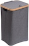 AUTO FAMILY Foldable Laundry Hamper with Lid &ndash; Bamboo Frame &amp; Fabric Liner, Clothes Storage Basket for Bedroom, Bathroom &amp; Laundry Room (Large)