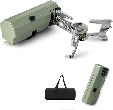 AUTO FAMILY Portable Foldable Camping Stove &amp; Carrying Case &ndash; Compact Camping Stove for Outdoor Cooking, Hiking, Backpacking &amp; Emergency Use (Green)
