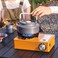 AUTO FAMILY Portable Camping Gas Stove with Carrying Case Beige &ndash; Single Burner Outdoor Camping Stove for Hiking, Tailgating, Emergency &amp; Travel Cooking (Beige)