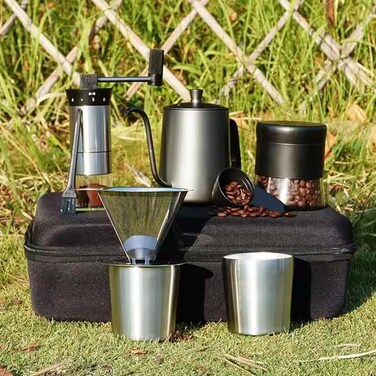 AUTO FAMILY Premium Portable Pour-Over Coffee Maker Set &ndash; Complete Travel Brewing Kit for Coffee Enthusiasts (8 Pcs Set)