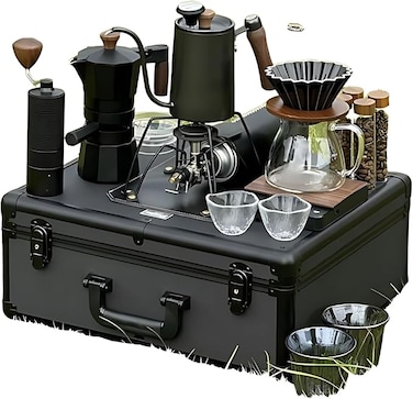 AUTO FAMILY Premium Portable Pour-Over Coffee Maker Set &ndash; Complete Travel Brewing Kit for Coffee Enthusiasts (21 Pcs Set)