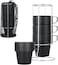 AUTO FAMILY Stackable Stainless Steel Coffee Mug Set with Rack and Mesh Carrying Bag &ndash; 4 Durable Matte Black Steel Cups with Space-Saving Metal Stand &ndash; Ideal for Home, Office (Black)
