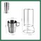 AUTO FAMILY Stackable Stainless Steel Coffee Mug Set with Rack and Mesh Carrying Bag &ndash; 4 Durable Matte Black Steel Cups with Space-Saving Metal Stand &ndash; Ideal for Home, Office (Silver)