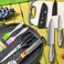 AUTO FAMILY Premium 12-Piece Portable Kitchen Utensil Set with Cutting Board, Knives &amp; Travel Bag