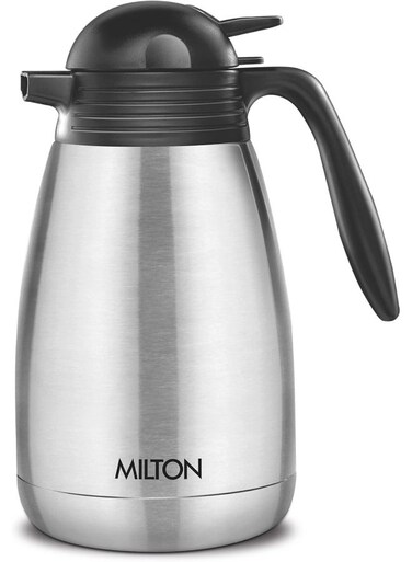 Carafe 1.5 Litre (1460 ml) Stainless Steel Flask &acirc;&euro;&ldquo; Double-Walled Vacuum Insulated to Keep Drinks Hot or Cold for Long Hours, Leak-Proof, Rust-Free, Ideal for Tea &amp; Coffee &acirc;&euro;&ldquo; Silver