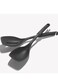 Non-Stick Cooking Spoon Set - 2 Pcs Black Slotted &amp; Solid Spoons with Deep Bowl for Kitchen Baking, Stirring, and Mixing Tools