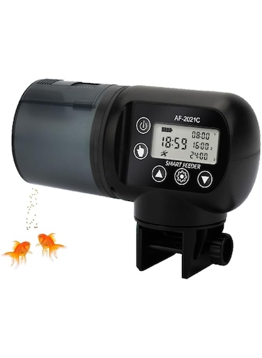 KOWVOWZ Auto Fish Feeder for Aquarium, Automatic Fish Feeder Food Timer Dispenser for Small Fish Tank Vacation Goldfish 4 Feeding Time/Rotation Adjustable