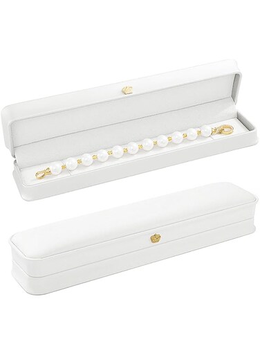NALACAL PU Leather Jewelry Box in White - Perfect Display Case for Necklace, Bracelet, and Long Chain Storage - Ideal for Birthday, Engagement, Wedding Gifts