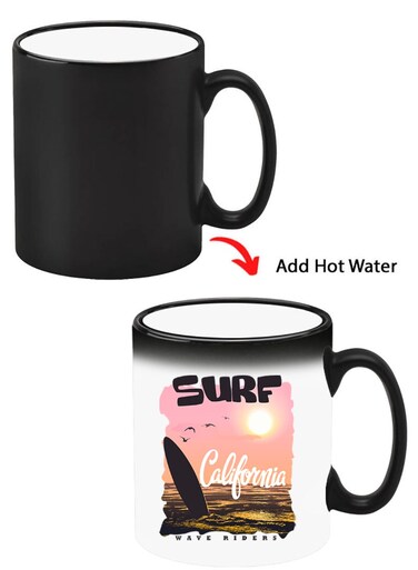 Color Changing Heat Sensitive Ceramic Mug, Image Revealed When HOT Liquid is Added! Surf California