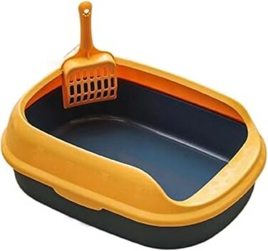 Caronic Cat Litter box Large Clean Scoop Pets Supplies Tray Open Or Semi-Enclosed Anti-splash Box, Cat Sandbox, Cat Toilet (Blue, ALS40)
