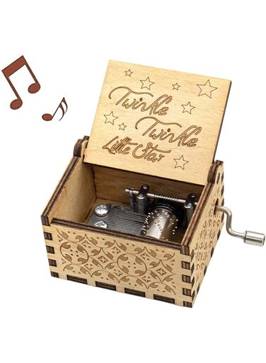 SYOSI Wooden Hand Crank Twinkle Twinkle Little Stars Music Box Vintage Handmade Music Box Best Gift for Friends Girlfriend, Wedding Anniversary Birthday Valentine's Day
