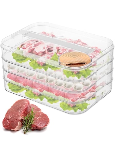 NALACAL 4-Pack Stackable Airtight Meat Storage Containers for Fridge, 50oz/Layer, BPA-Free Lunch Boxes with Lids for Bacon, Cheese, and Cold Cuts, Idea for Meal Prep and Refrigerator Organization