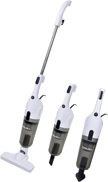 DOMEA Vacuum Cleaner, 3in1 with Extendable Stick, 5Meter Cable, HEPA Filter, 600W,16KPa Suction, 1.2L Dust Capacity, Light Weight, Ideal for Home, Car, Floors, Sofas, Carpets, Pet Hair Clean, White