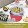 DOMEA Mini Rice Cooker 0.6L - Cook, Steam, Warm 3-in-1 Functions, Tempered Glass Lid, Non-Stick Inner Pot, Extendable Steam Tray for Veg/Fish/Poultry, Ideal for Small Kitchens &amp; Dorms, 350W