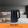 DOMEA Electric Kettle, 1.7 L, 1500W Cordless Jug, 360&deg; Rotational Base, LED Illumination, Auto Cut-Off, Cool Touch Exterior, Overheat Protection, Stainless Steel Body, Ideal for Home &amp; Office, Black