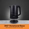 DOMEA Electric Kettle, 1.7 L, 1500W Cordless Jug, 360&deg; Rotational Base, LED Illumination, Auto Cut-Off, Cool Touch Exterior, Overheat Protection, Stainless Steel Body, Ideal for Home &amp; Office, Black