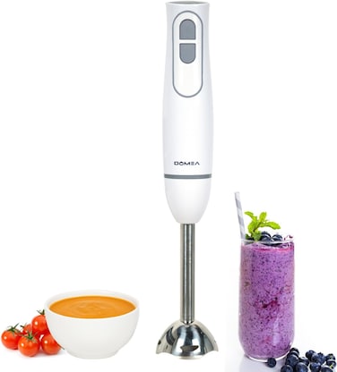DOMEA Hand Blender with Stainless Steel Blades, Turbo Speed Function for Blending, 500W, Pureeing, Mixing Soups &amp; Smoothies   Ergonomic, Lightweight &amp; Quiet   Easy to Clean, Detachable Design