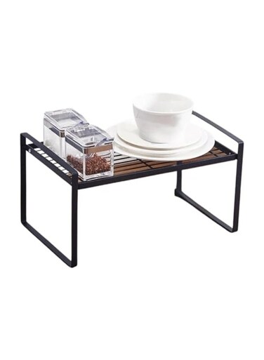 DWELL Kitchen Cabinet Organizer, 32cm Home and Kitchen Storage Shelf, Cabinet Organizer for Kitchen Cabinets, Kitchen Shelf Riser, Closet Shelf Wire Rack for Countertops, Mug Shelf, Black