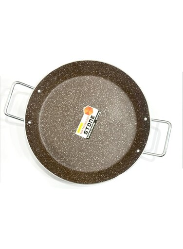 ECVV Paella Cooking Frying Pan 30cm 2L Aluminum Paella Pan with Interior Starflon Max PFOA Free Nonstick Coating and Metallic Handles Random Color