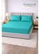 3-Piece Striped Microfiber Fitted Sheet Set Super King 200x200cm &acirc;&euro;&ldquo; Soft Elastic Deep Pocket 17cm Bedsheet with 2 Pillowcases 50x70cm, Teal Microfiber Teal 200x200+17cm