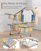 Clothes Drying Rack, Foldable 2-Tier Dryer with Height Adjustable Side Wings, Free Standing Laundry Rack for Clothes &amp; Bedding, Indoor &amp; Outdoor Use, Gray, 141 &times; 58 &times; 93 cm