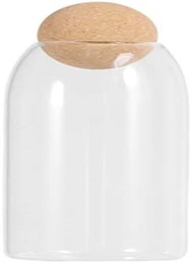 Glass Food Storage Jar Heatproof Borosilicate Airtight Sealed Food Can Canister With Cork For Coffee Spice Sugar Salt (1200Ml Transparent)