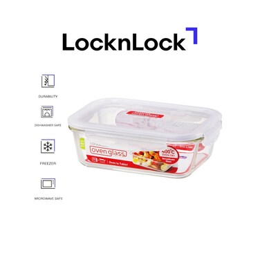 LocknLock 1L Oven Glass Rectangular Container &ndash; Durable, Microwave Safe Food Storage Solution