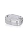 Stainless Steel Tiffin Lunch Box Rectangle 2 Compartments and Locking Clip Medium