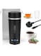 Portable Electric Kettle for Travel, 350ml Small Mini Tea Coffee Kettle Water Boiler with 4 Temperature Control, 304 Stainless Steel Kettle with Auto Shut-Off and Boil Dry Protection (A-Black)