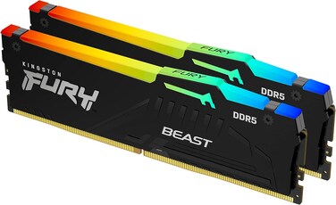 kingston FURY Beast DDR5 RGB 32GB (2x16GB) 6000MT/s DDR5 CL36 DIMM Desktop Gaming Memory Kit