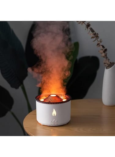 Air Humidifier - Diffusers for Home, Volcano Diffuser, 300ml Flame Air Diffuser with Flame Light, Remote Control, Auto Shut-off Timer, 2 Colors Flame, Suitable for Home, Office