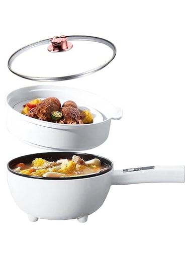 Jorunb Electric Hot Pot,Double-flavor Hot Pot,with Steamer &amp; Temperature Control,Two Power Adjustments Multifunctional Non-stick Pot, Portable Saucepan Electric Cooking Pot (3L)