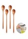 ELECDON Wood Spoon, 4Pcs Wood Mixing Spoon Long Handle Wooden Spoons Wood Soup Spoons for Kitchen Stirring and Cooking 33CM